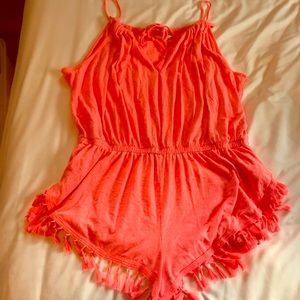 Hot pink tassel romper